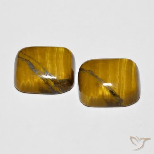Gemas de Ojo de Tigre Marrón cálido natural de 17.17 ct, Forma Cojín, Opaco