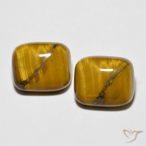 Gemas de Ojo de Tigre Marrón cálido natural de 17.91 ct, Forma Cojín, Opaco
