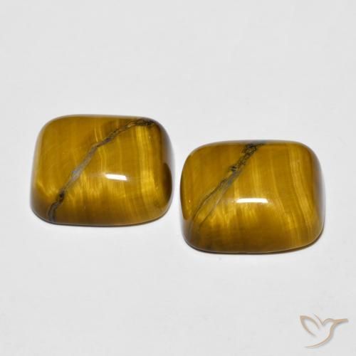 Gemas de Ojo de Tigre Marrón cálido natural de 17.91 ct, Forma Cojín, Opaco