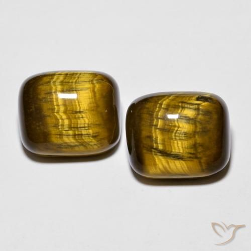 17.61ctw Natural Marrón dorado Ojo de Tigre, Forma Cojín, Opaco