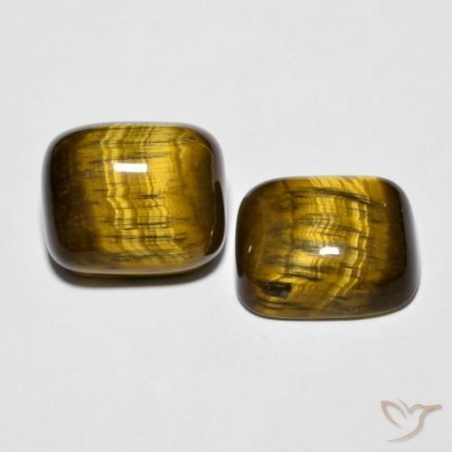 Gemas de Ojo de Tigre Marrón dorado natural de 17.61 ct, Forma Cojín, Opaco