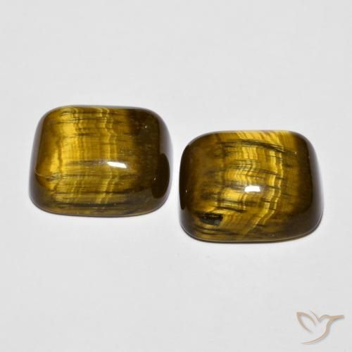 Gemas de Ojo de Tigre Marrón dorado natural de 17.61 ct, Forma Cojín, Opaco