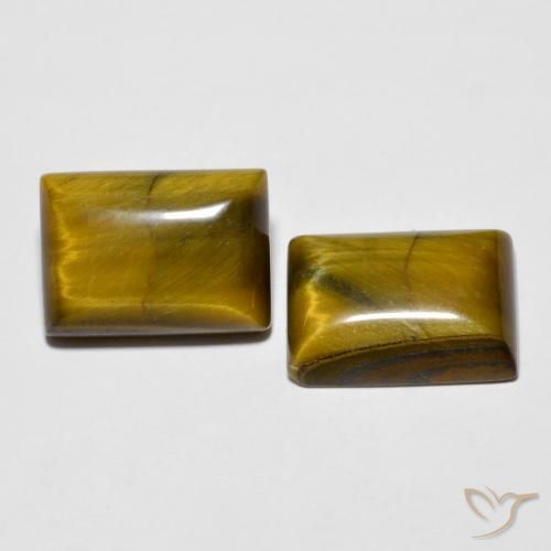 Gemas de Ojo de Tigre Marrón dorado natural de 15.17 ct, Corte Baguette, Opaco