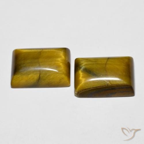 Gemas de Ojo de Tigre Marrón dorado natural de 15.17 ct, Corte Baguette, Opaco