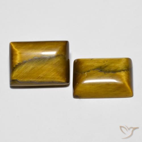 Gemas de Ojo de Tigre Marrón dorado natural de 19.57 ct, Corte Baguette, Opaco