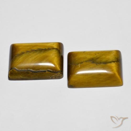Gemas de Ojo de Tigre Marrón dorado natural de 19.57 ct, Corte Baguette, Opaco