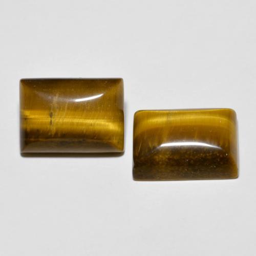 Gemas de Ojo de Tigre Marrón dorado natural de 14.93 ct, Corte Baguette, Opaco