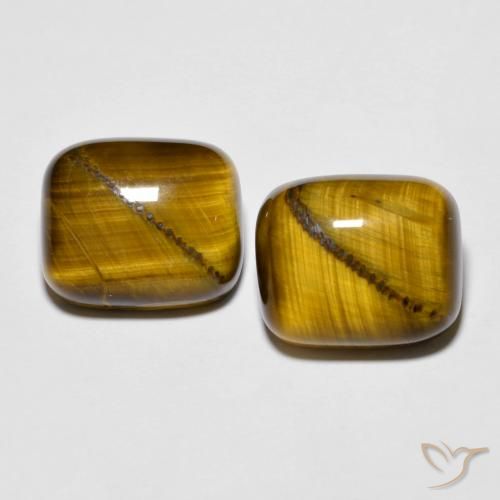 18.10ctw Natural Marrón amarillento Ojo de Tigre, Forma Cojín, Opaco
