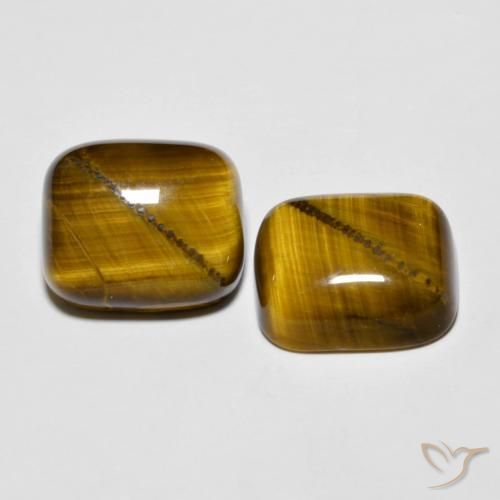 Gemas de Ojo de Tigre Marrón amarillento natural de 18.10 ct, Forma Cojín, Opaco