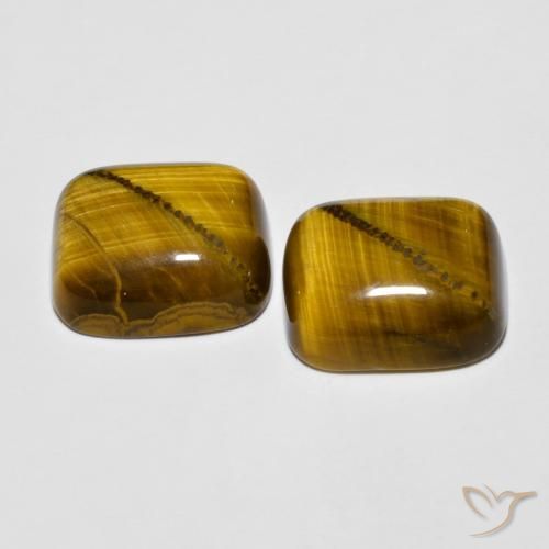 Gemas de Ojo de Tigre Marrón amarillento natural de 18.10 ct, Forma Cojín, Opaco