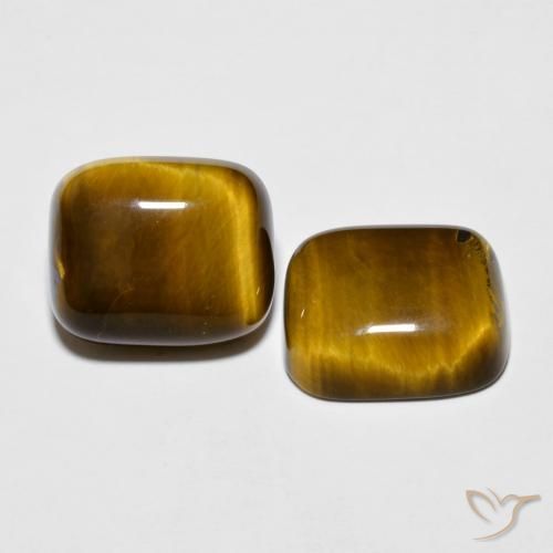 Gemas de Ojo de Tigre Marrón medio natural de 17.71 ct, Forma Cojín, Opaco