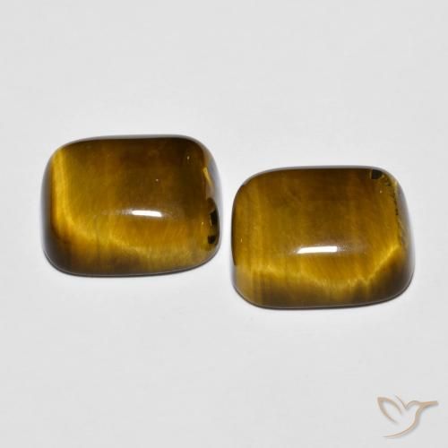 Gemas de Ojo de Tigre Marrón medio natural de 17.71 ct, Forma Cojín, Opaco