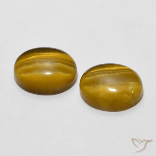 Gemas de Ojo de Tigre Marrón cálido natural de 5.54 ct, Ovalada, Opaco
