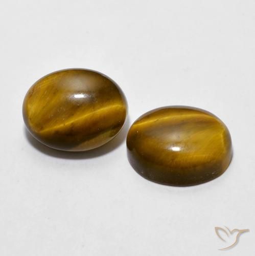 Gemas de Ojo de Tigre Marrón amarillento natural de 5.98 ct, Ovalada, Opaco
