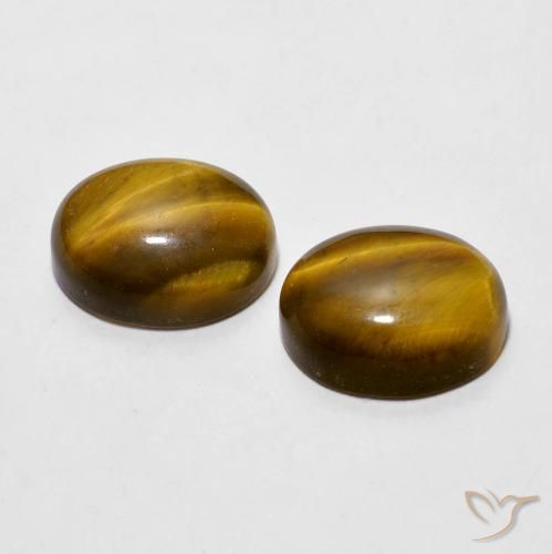 Gemas de Ojo de Tigre Marrón amarillento natural de 5.98 ct, Ovalada, Opaco