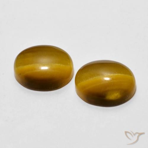 Gemas de Ojo de Tigre Marrón cálido natural de 6.08 ct, Ovalada, Opaco