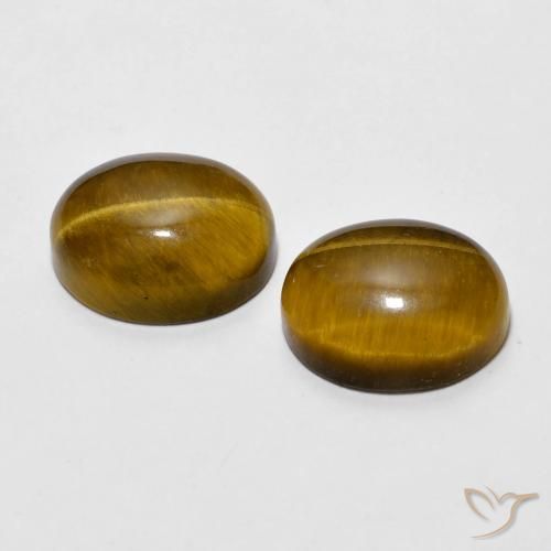 Gemas de Ojo de Tigre Marrón medio natural de 6.10 ct, Ovalada, Opaco