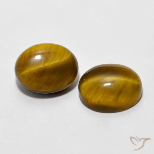 Gemas de Ojo de Tigre Marrón dorado natural de 5.87 ct, Ovalada, Opaco