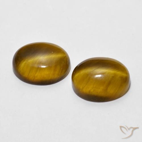 Gemas de Ojo de Tigre Marrón dorado natural de 5.87 ct, Ovalada, Opaco