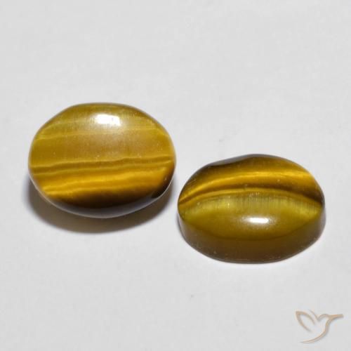Gemas de Ojo de Tigre Marrón medio natural de 5.46 ct, Ovalada, Opaco
