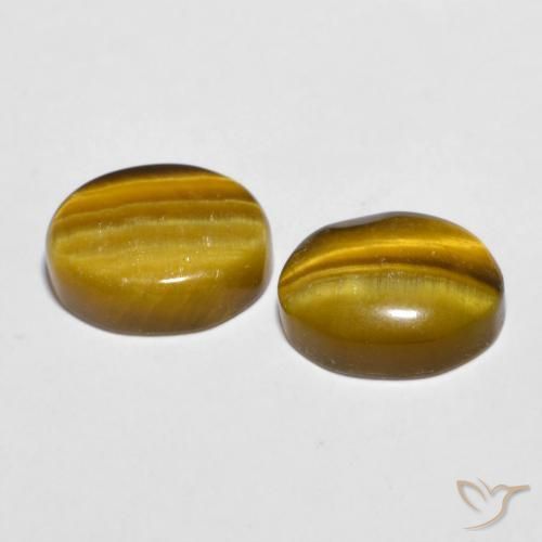 Gemas de Ojo de Tigre Marrón medio natural de 5.46 ct, Ovalada, Opaco