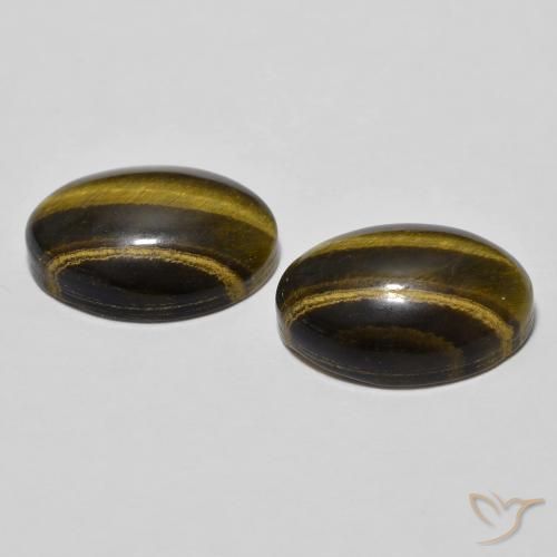 Gemas de Ojo de Tigre Marrón cálido natural de 7.68 ct, Ovalada, Opaco