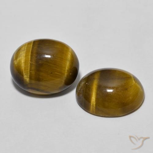 Gemas de Ojo de Tigre Marrón dorado natural de 6.25 ct, Ovalada, Opaco