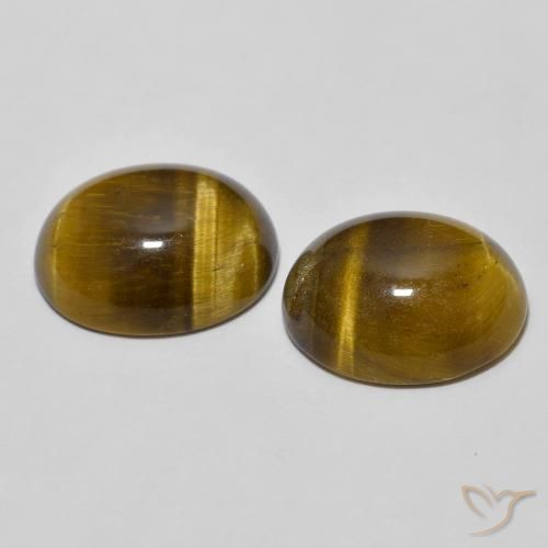 Gemas de Ojo de Tigre Marrón dorado natural de 6.25 ct, Ovalada, Opaco
