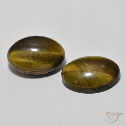 Gemas de Ojo de Tigre Marrón dorado natural de 7.74 ct, Ovalada, Opaco