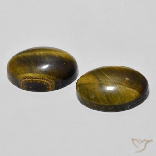 Gemas de Ojo de Tigre Marrón dorado natural de 7.74 ct, Ovalada, Opaco