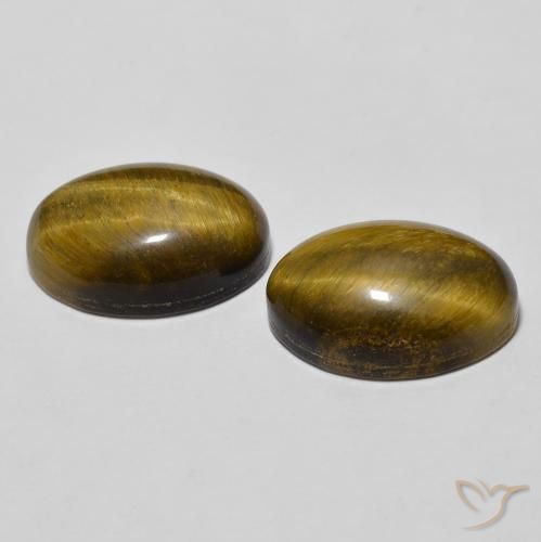Gemas de Ojo de Tigre Marrón dorado natural de 7.90 ct, Ovalada, Opaco