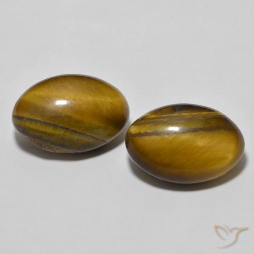 7.87ctw Natural Medium Dark-Brown Ojo de Tigre, Ovalada, Opaco