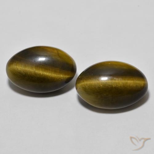 7.71ctw Natural Marrón medio Ojo de Tigre, Ovalada, Opaco