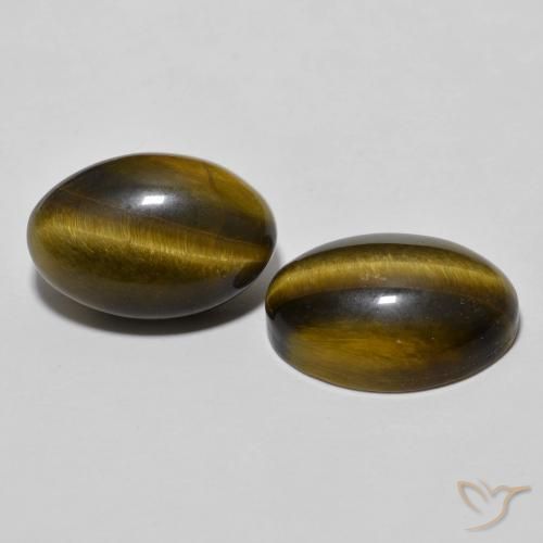 Gemas de Ojo de Tigre Marrón medio natural de 7.71 ct, Ovalada, Opaco