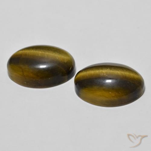 Gemas de Ojo de Tigre Marrón medio natural de 7.71 ct, Ovalada, Opaco