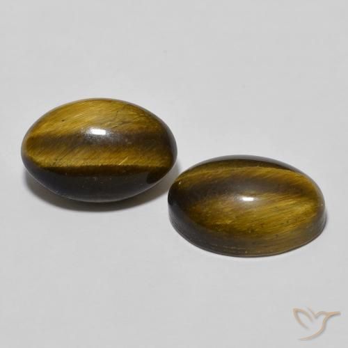 Gemas de Ojo de Tigre Marrón dorado natural de 7.95 ct, Ovalada, Opaco