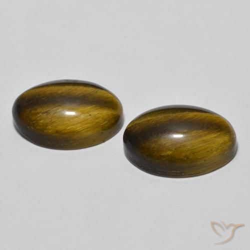 Gemas de Ojo de Tigre Marrón dorado natural de 7.95 ct, Ovalada, Opaco