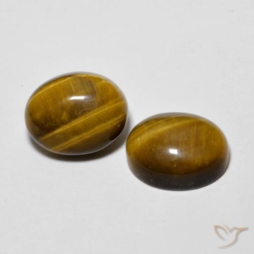 Gemas de Ojo de Tigre Marrón dorado natural de 6.01 ct, Ovalada, Opaco