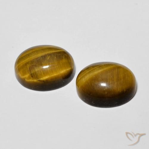 Gemas de Ojo de Tigre Marrón dorado natural de 6.01 ct, Ovalada, Opaco