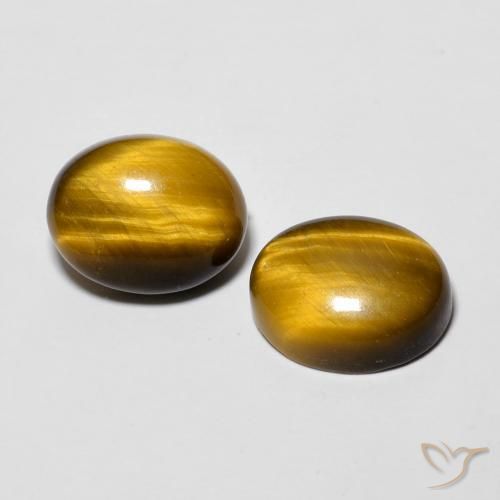 Gemas de Ojo de Tigre Marrón medio natural de 5.76 ct, Ovalada, Opaco