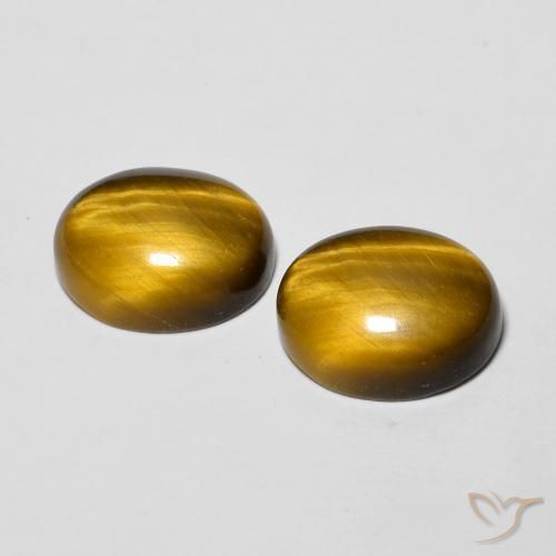 Gemas de Ojo de Tigre Marrón medio natural de 5.76 ct, Ovalada, Opaco