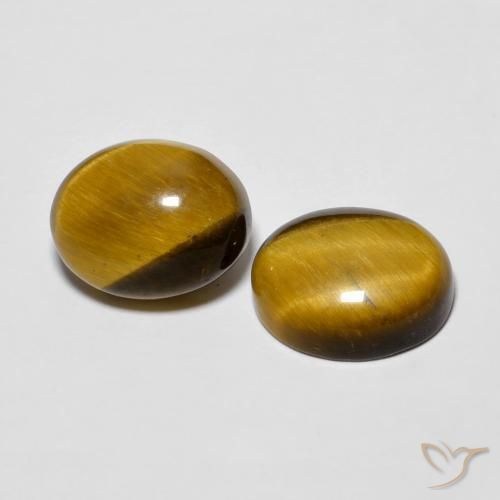 Gemas de Ojo de Tigre Marrón dorado natural de 5.69 ct, Ovalada, Opaco