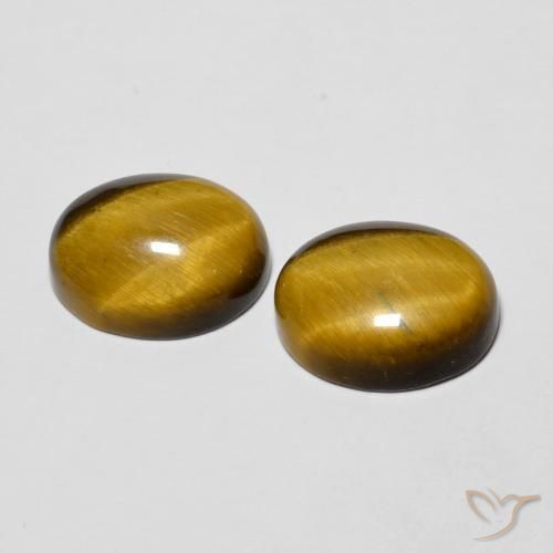 Gemas de Ojo de Tigre Marrón dorado natural de 5.69 ct, Ovalada, Opaco