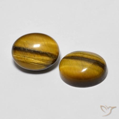 Gemas de Ojo de Tigre Marrón amarillento natural de 6.15 ct, Ovalada, Opaco