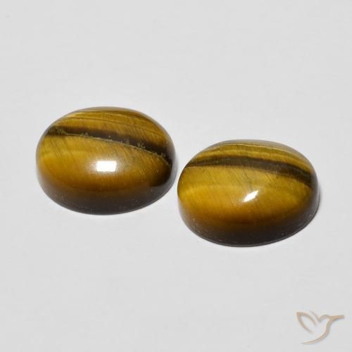 Gemas de Ojo de Tigre Marrón amarillento natural de 6.15 ct, Ovalada, Opaco
