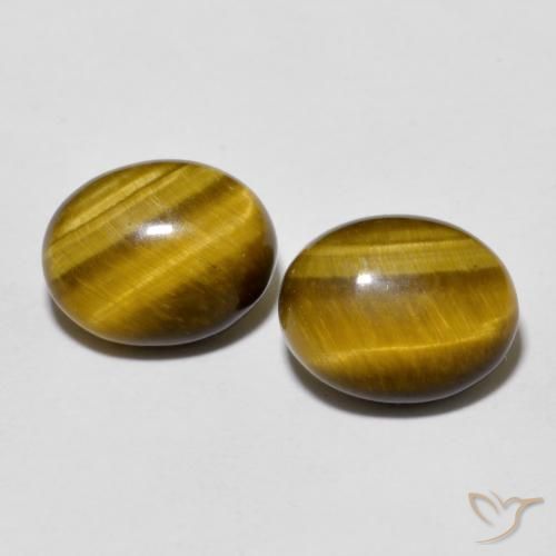 5.71ctw Natural Marrón amarillento Ojo de Tigre, Ovalada, Opaco