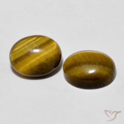 Gemas de Ojo de Tigre Marrón amarillento natural de 5.71 ct, Ovalada, Opaco