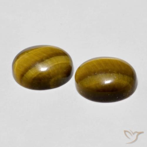 Gemas de Ojo de Tigre Marrón amarillento natural de 5.71 ct, Ovalada, Opaco