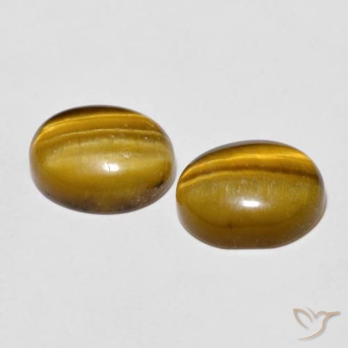 Gemas de Ojo de Tigre Marrón claro natural de 5.60 ct, Ovalada, Opaco