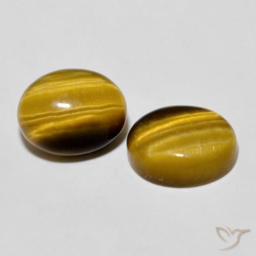 Gemas de Ojo de Tigre Marrón dorado natural de 5.72 ct, Ovalada, Opaco
